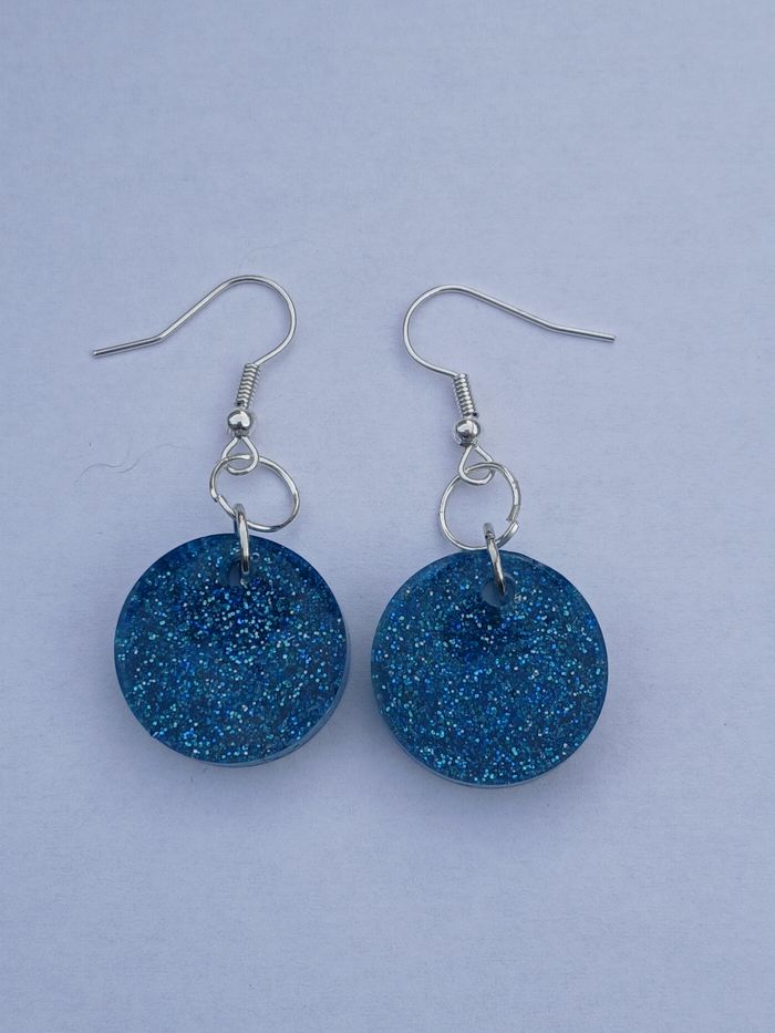 Boucles d'oreilles bleu turquoise pailleté