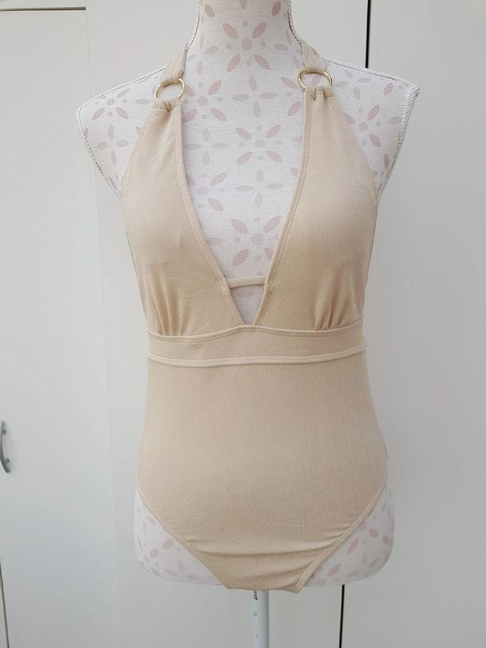 Maillot De Bain Beige Paillettes Brillant Taille M 38 - photo numéro 2