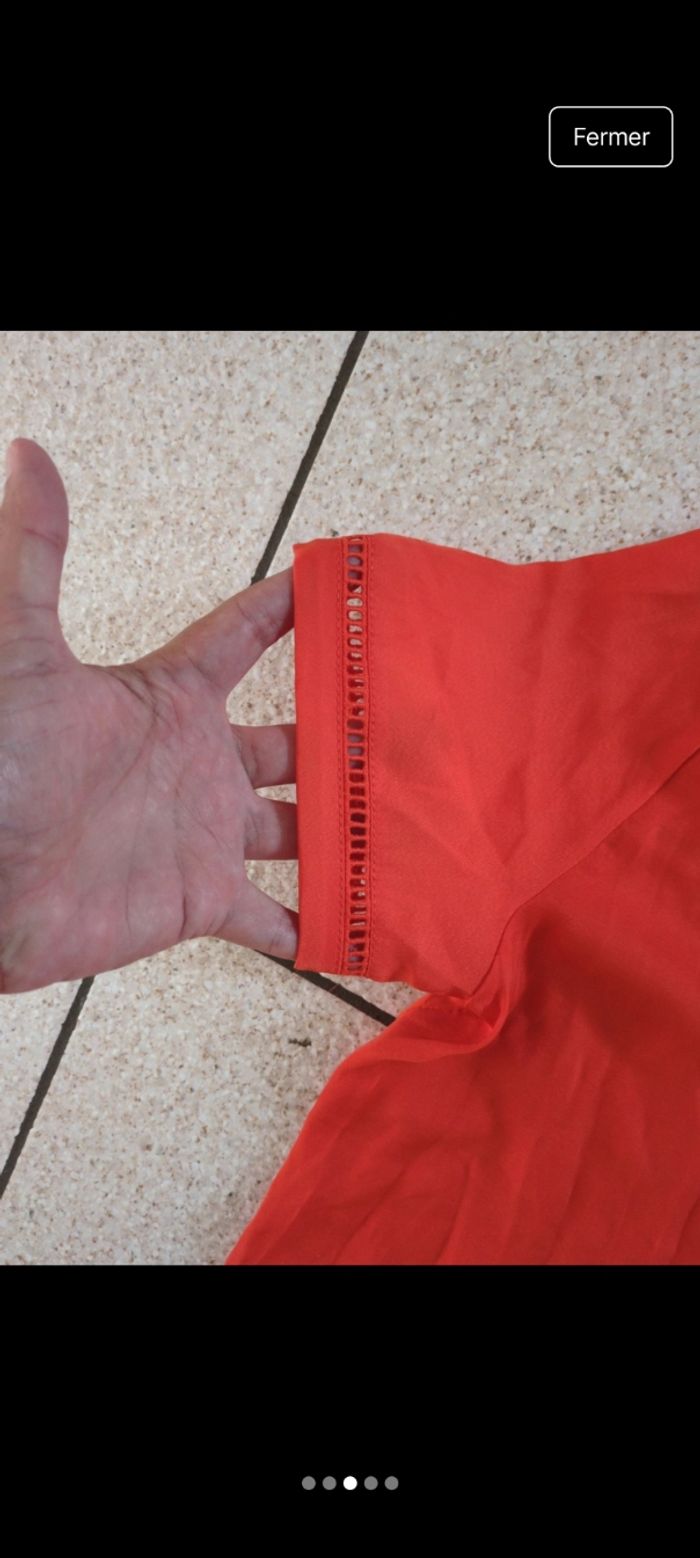 Haut fin neuf camaïeu essentiel S corail orange - photo numéro 3