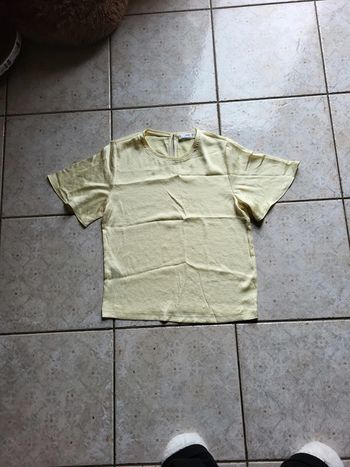 t shirt mango jaune pâle satiné