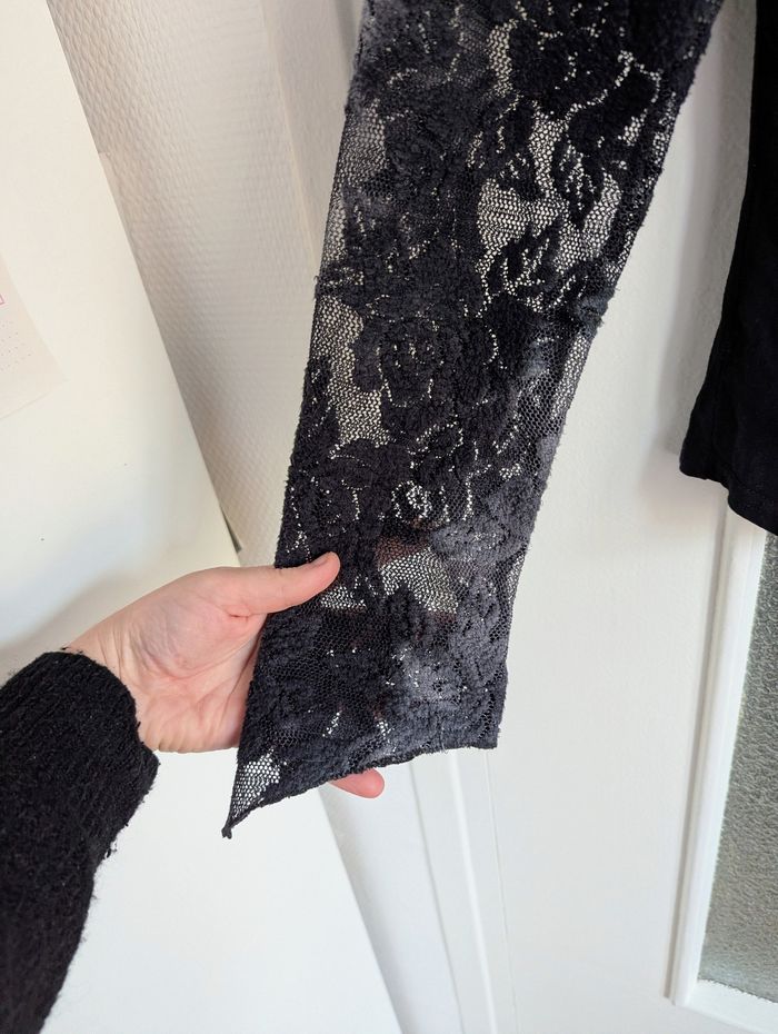 Haut manches longues noir et gris lovie paris taille s - photo numéro 5