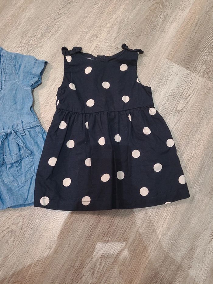 Lot 2 robes jean et bleu marine à pois blanc - photo numéro 2