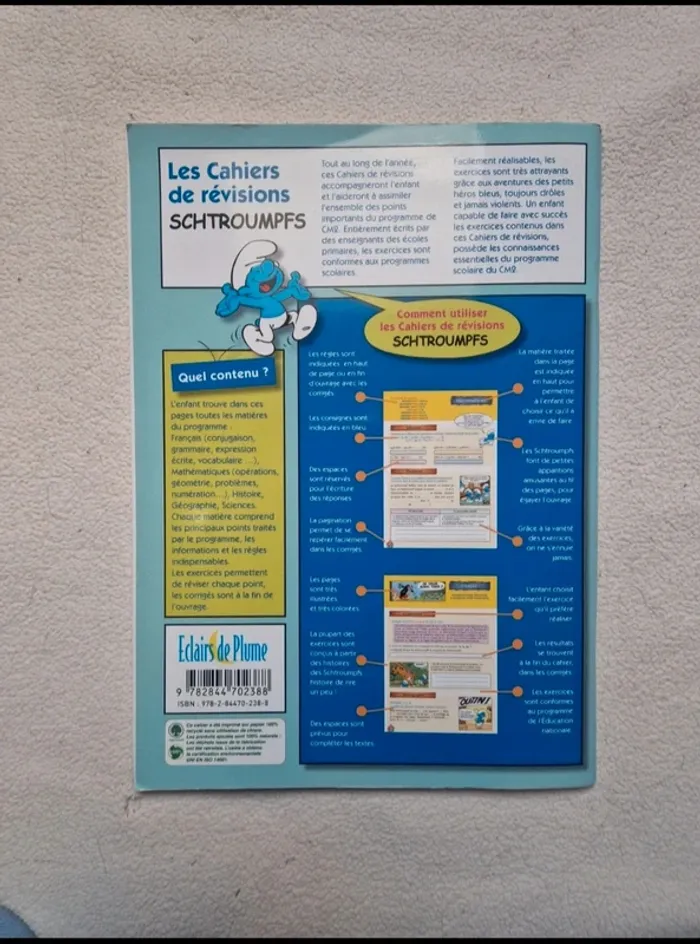 Neuf cahier de vacance les schtroumphs niveau cm2 - photo numéro 2