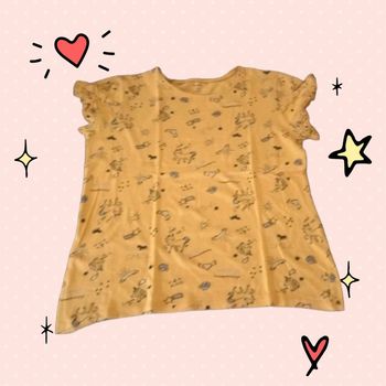 T-shirt jaune imprimé  licorne coeur fleurs taille 12 ans