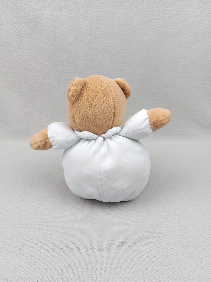 Doudou peluche ours boule et son bébé TUC TUC 23 cm marron bleu nœud rayé - photo numéro 3