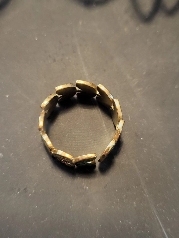 Bague acier inoxydable feuilles dorée ajustable - photo numéro 2