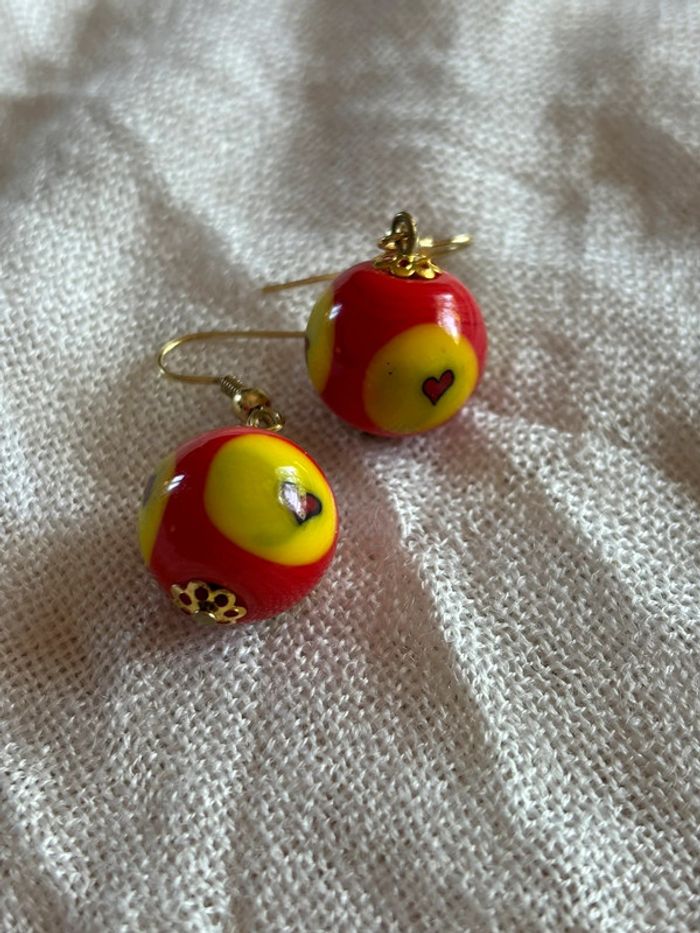 Boucles d’oreilles perles céramique - photo numéro 2