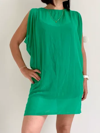 🌿 Robe Kaffe fluide Vert Émeraude - Coupe Kimono - Taille S