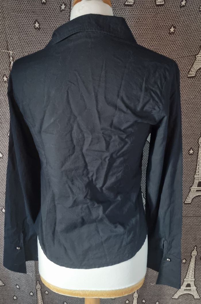 Chemise noir avec perles et pailleté argenté taille S - photo numéro 5