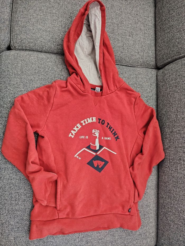 Sweat à capuche, Okaïdi, 10 ans, rouge, 2 poches