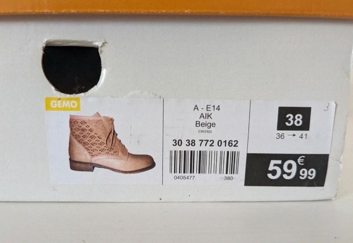 Bottines dentelle marron 38 neuve Gémo - photo numéro 4