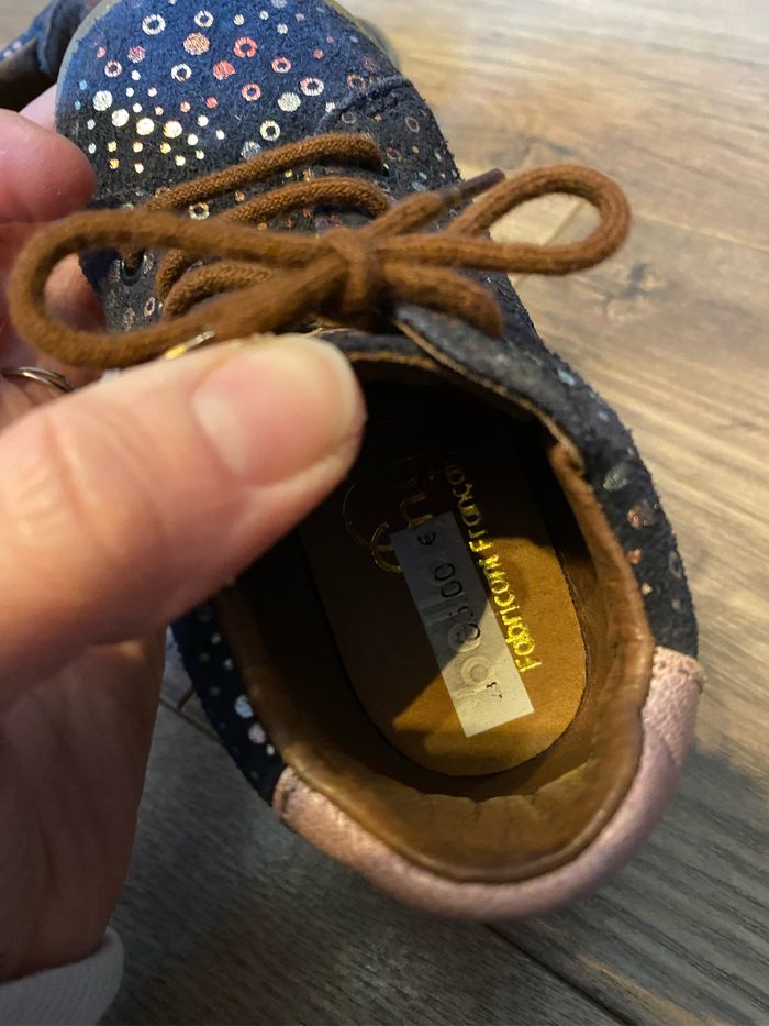 Chaussures enfant T23 bleues à pois colorés - photo numéro 6