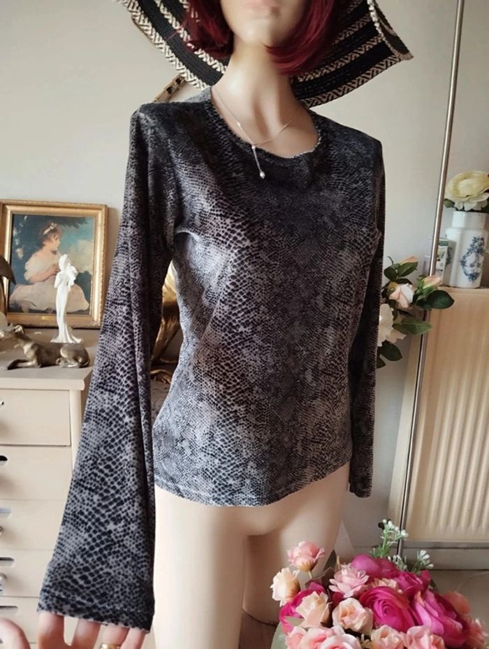 🌿Top Velours Imprimé Python Manoukian T36🌿 - photo numéro 14