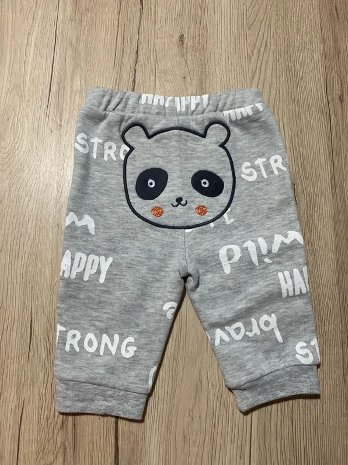 Pantalon jogging hiver molletonné gris panda bébé garçon 6 mois Orchestra - photo numéro 3