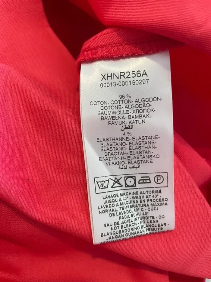 Robe bustier Naf Naf taille 34 corail bordure bleu marine - photo numéro 6