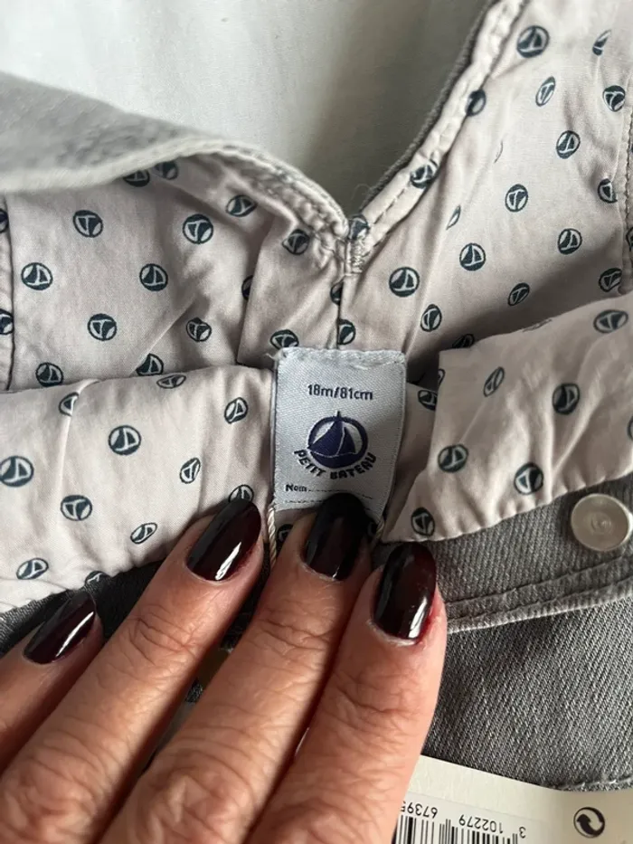 Salopette jean gris Petit Bateau neuf avec étiquette - photo numéro 3