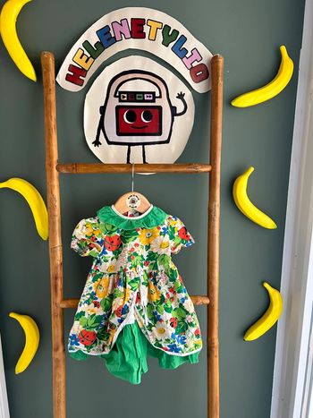 Robe à fleurs multicolores vintage 1A