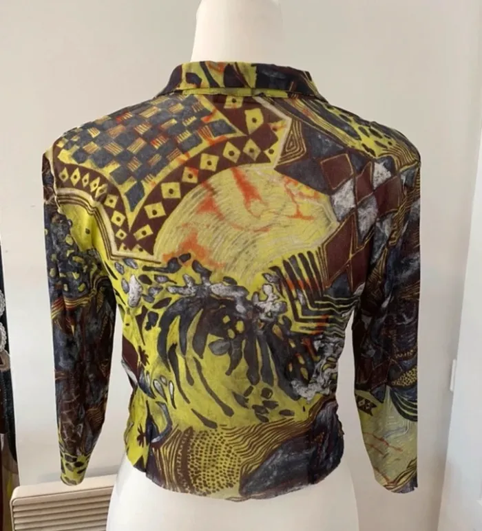 Garella Chemise haut top boutonné voilé imprimé femme taille 2/38 - photo numéro 3
