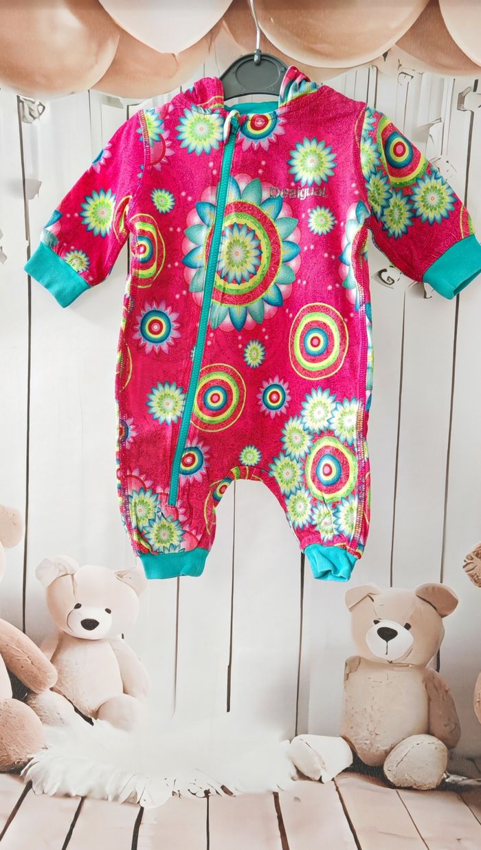 Combinaison style Desigual 👶 capuche à oreilles – 62cm Fille - photo numéro 2
