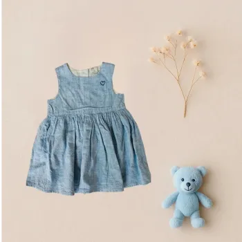Robe sans manches bleue cœur H&M bébé fille 12-18 mois