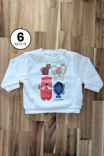 Pull / Sweat sensoriel en molleton NEUF Obaïbi 6 mois