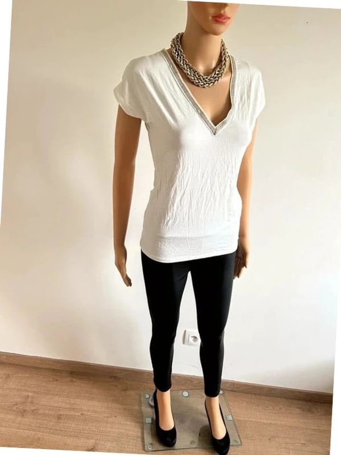 Teeshirt blanc à manches courtes Morgan taille M TBE - photo numéro 4