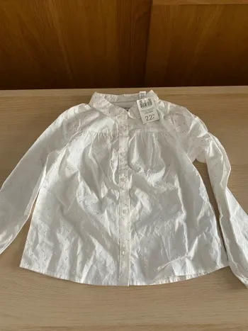 Chemisier blanc brillant cœurs fille manches longues 6 ans okaidi