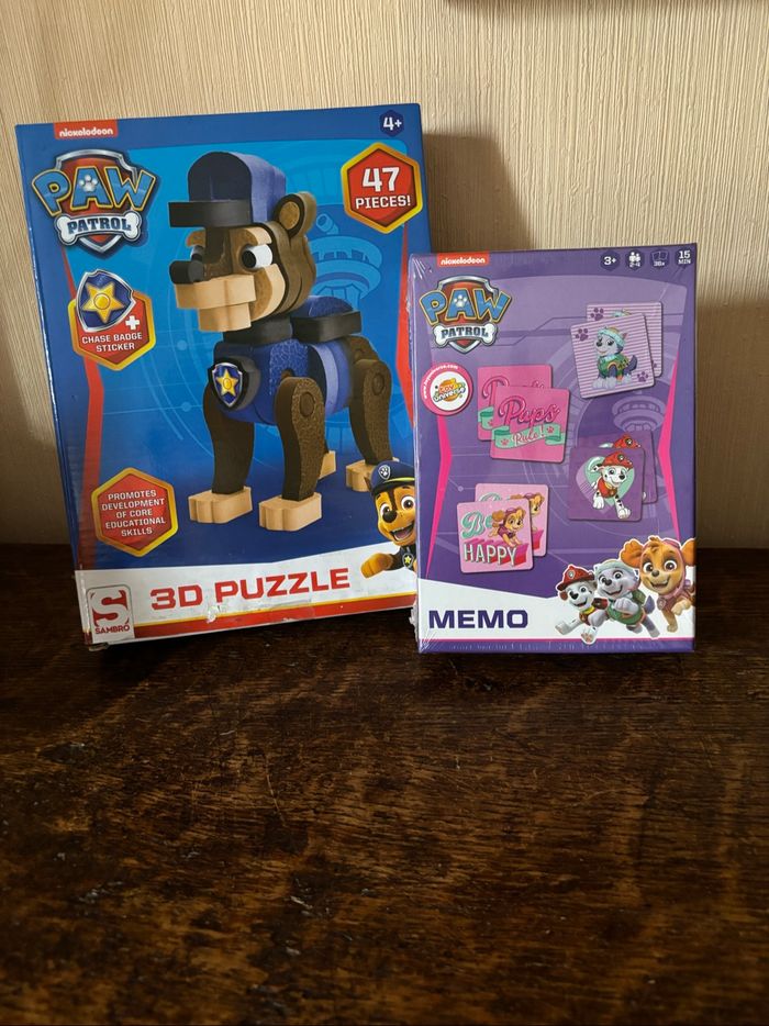 Lot Paw Patrol « Pat Patrouille » : puzzle 3D Chase et jeu de Mémo