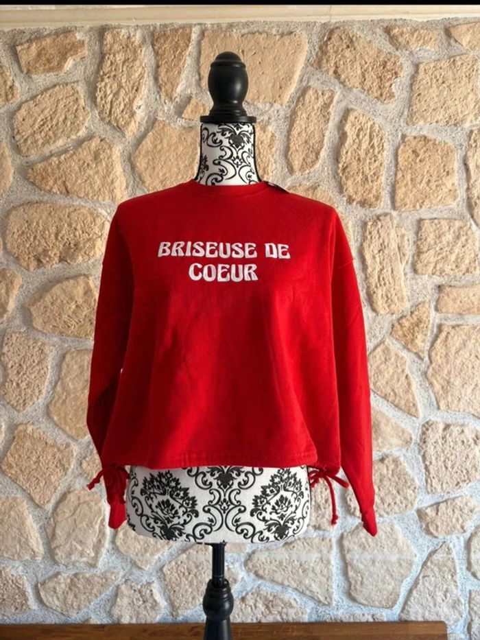 Sweat rouge crop top “Briseuse de Cœur” Undiz – Taille XS - photo numéro 2