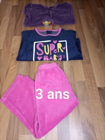Pyjama velours rose et bleu 3 ans