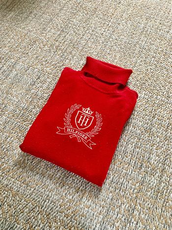 Pull / sweat à col roulé Tommy Hilfiger vintage brodé rouge taille XS