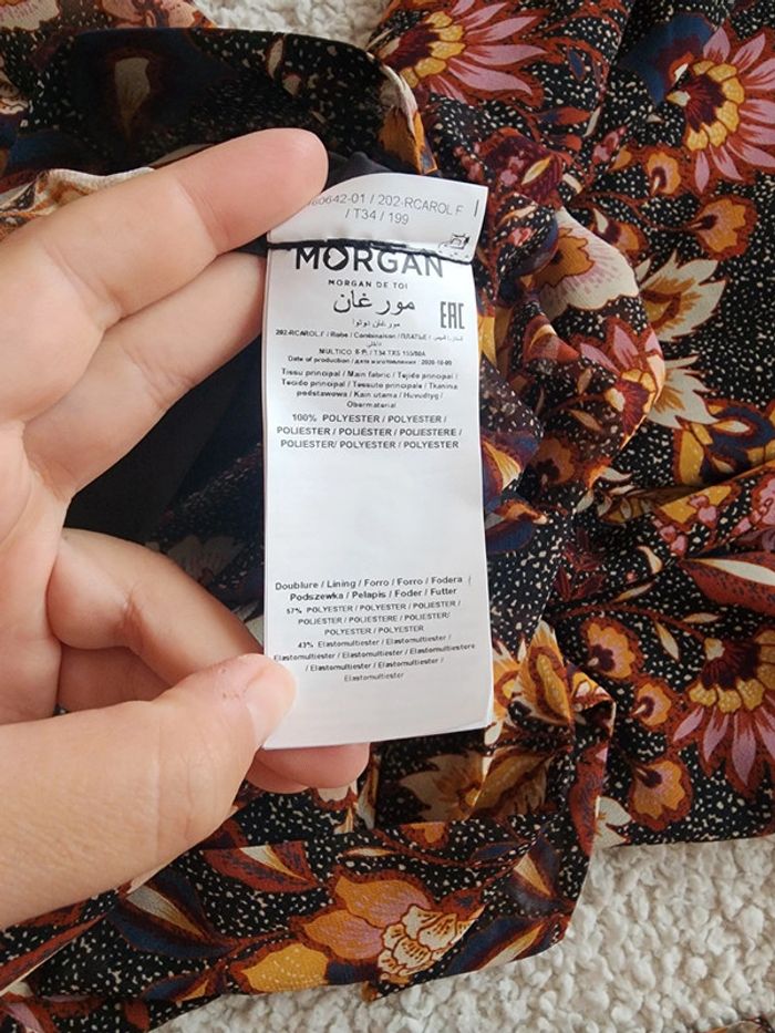 Robe noire motifs fleuris Morgan neuve T.34/XS - photo numéro 4