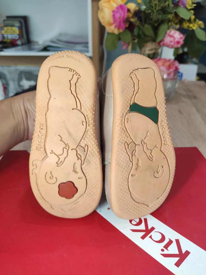 Chaussures cuir kickers rose poudré 23 - photo numéro 5