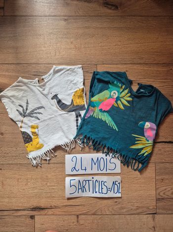 lot de 2 tee-shirts à franges bébé fille 24 mois