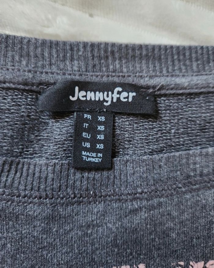 Sweat fin gris Jennyfer – Taille XS/S, motif tendance - photo numéro 3