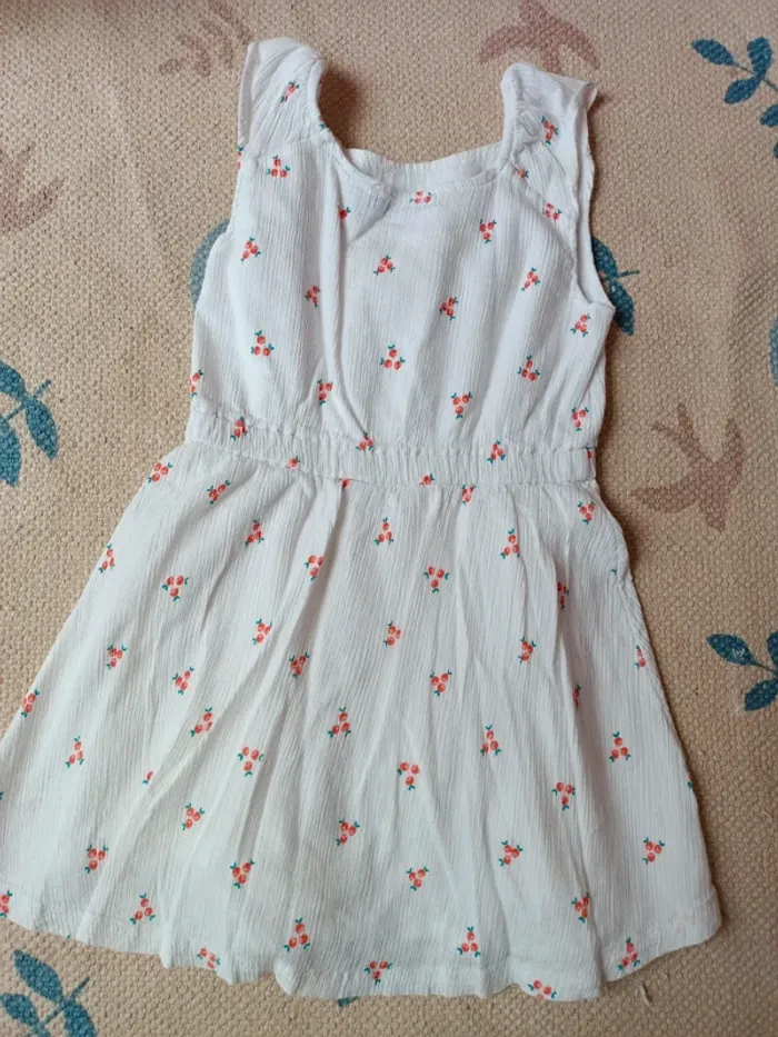 Robe blanche Okaïdi 5 ans fleurs coton - photo numéro 6