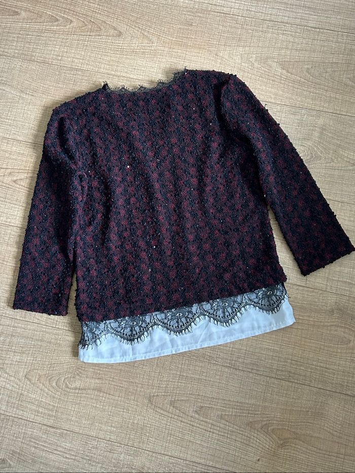 Pull bordeaux et blanc LolaLiza taille française L TBE (taille petit) - photo numéro 8