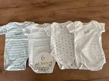 Lot de 4 bodies manches courtes 6 mois