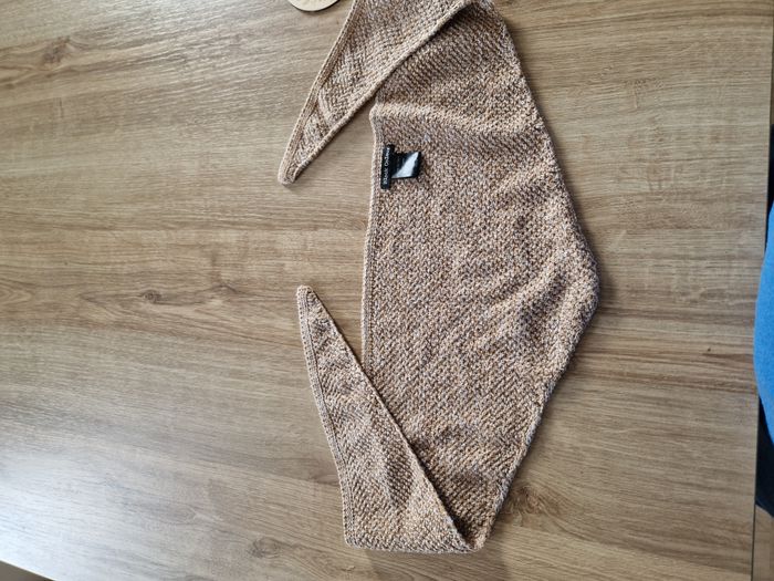 Écharpe/Cache-col Tricoté Croisé (Type Snood) Beige & Marron Chiné - Black Colour - photo numéro 3