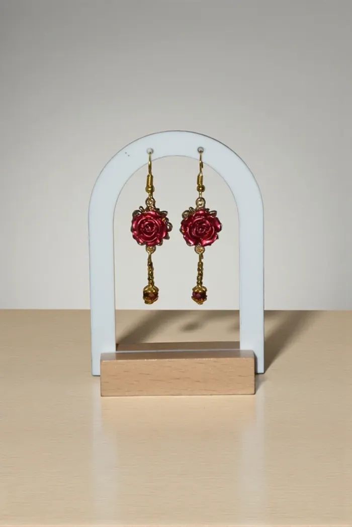 🌹 Boucles d’oreilles artisanales "Rose"  Acier inoxydable 🌹