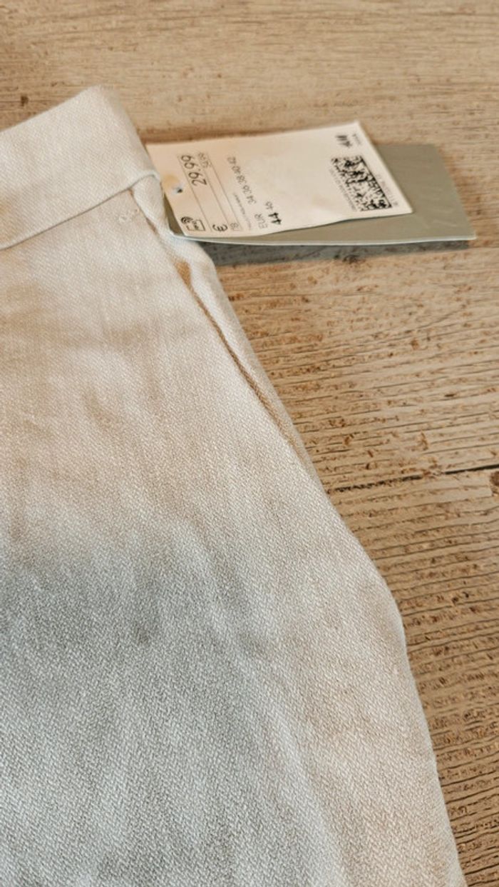 Pantalon claissique beige en lin et viscose, H&M, 44, neuf avec etiquette - photo numéro 6