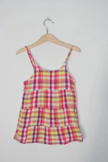 Top à bretelles réglables à carreaux taille petit 8 ans