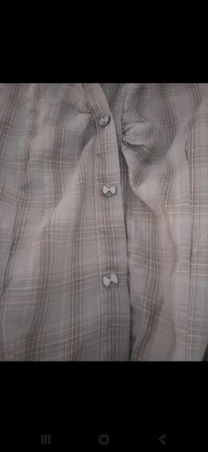 Chemise beige à carreaux – Manches courtes – Taille 40 - photo numéro 2