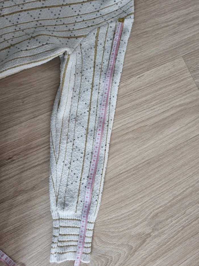 Pull a col V beige/or Bréal à stars Femme Taille M - photo numéro 4