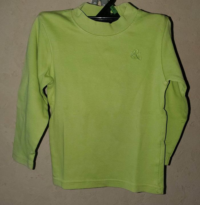 t-shirt manches longues vert anis mixte 4 ans - photo numéro 2