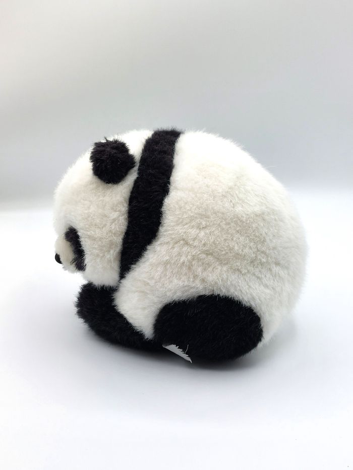 Petite peluche ours panda boule noir blanc nœud rouge pois 20 cm Vintage doudou - photo numéro 3