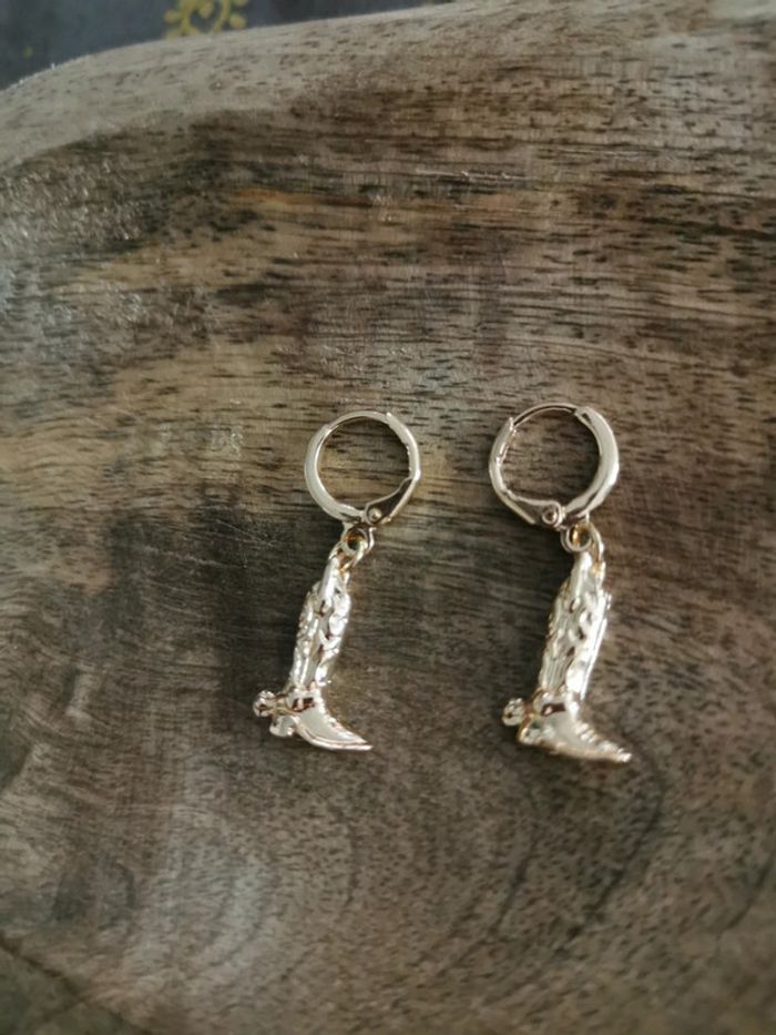 Boucles d'oreilles style cowboy country bottes western - photo numéro 3