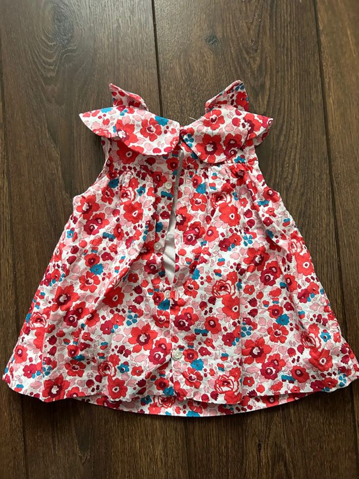 Robe Jacadi liberty 6 mois 67 cm rouge fleurs - photo numéro 4