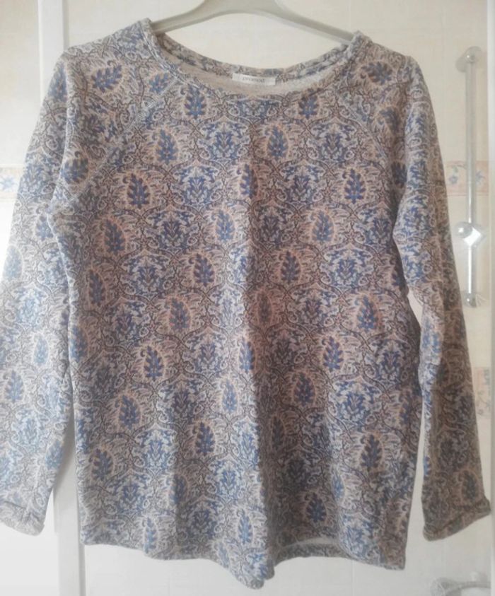 Tunique beige et bleu