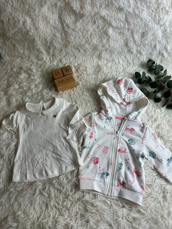 T-shirt manches longues et gilet zippe la halle taille 6 mois